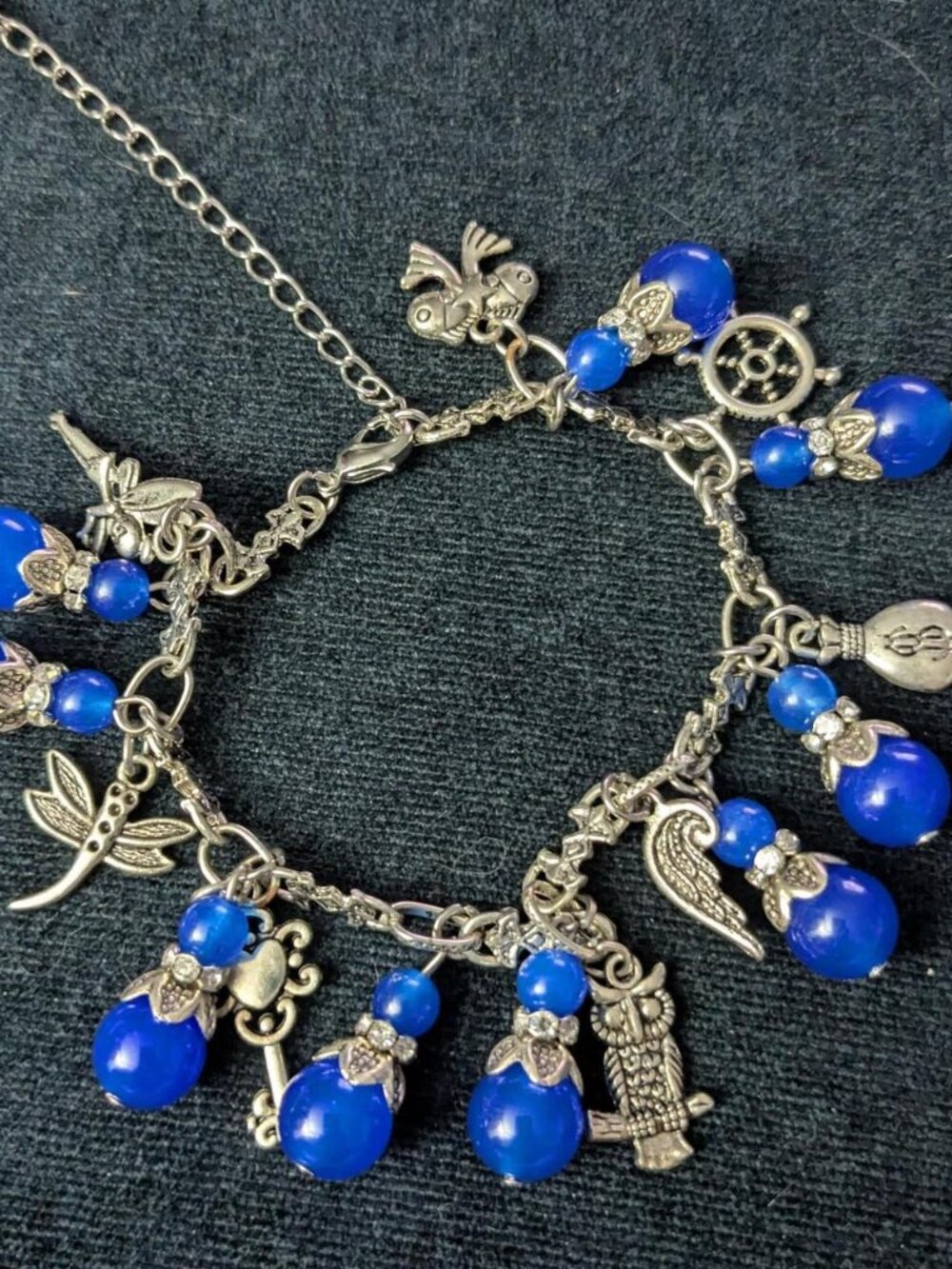 Blue Beaded Bracelet w/ Charms